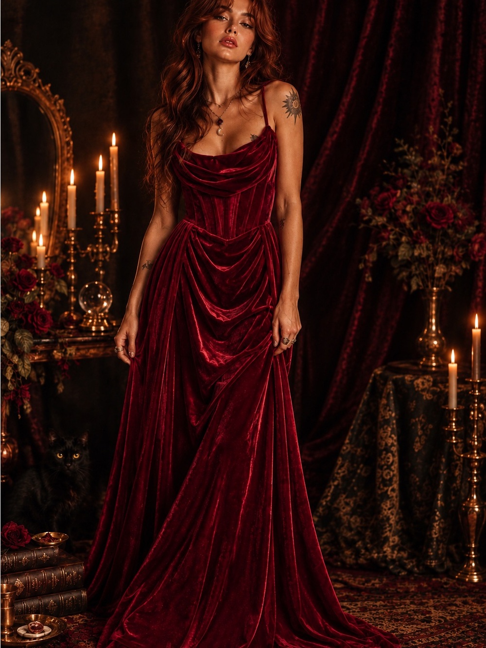 Velvet Ballgown Masquerade Sexy Siren Dress